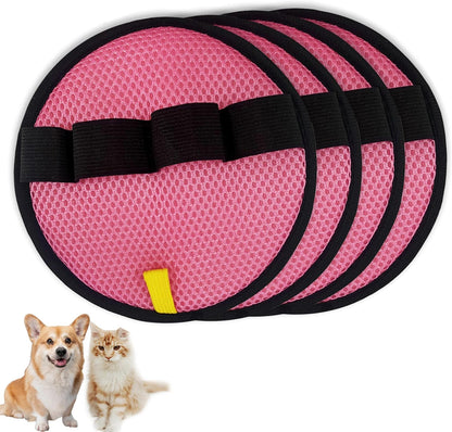 Pet Hair Removal Glove,Circular Reusable Grooming Gloves,4Pack,Pink