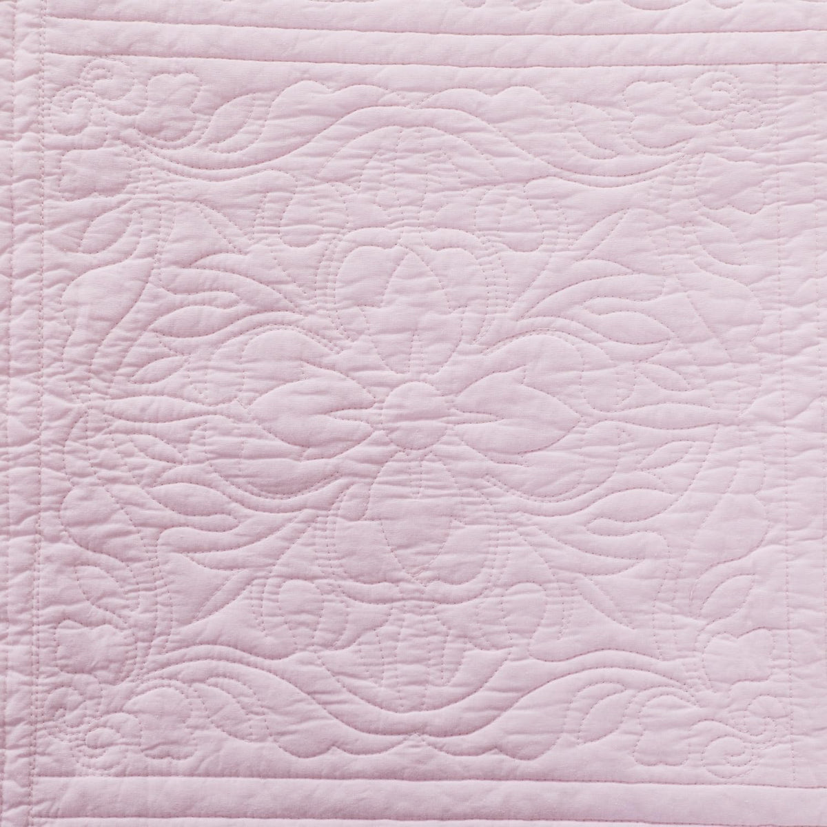 100% Cotton Quilted Pillow Sham Floral Printed Pillow Cover Set of 2 (King Size, Light Pink)