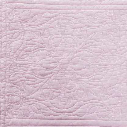 100% Cotton Quilted Pillow Sham Floral Printed Pillow Cover Set of 2 (King Size, Light Pink)