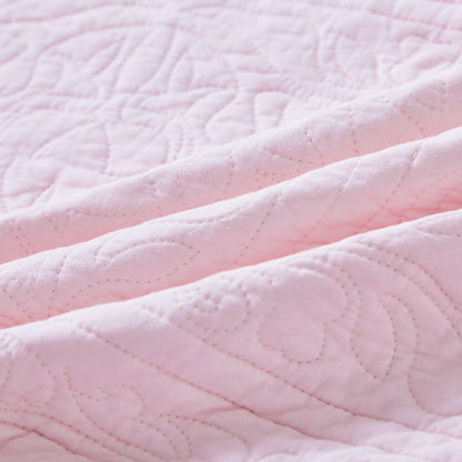 100% Cotton Quilted Pillow Sham Floral Printed Pillow Cover Set of 2 (King Size, Light Pink)