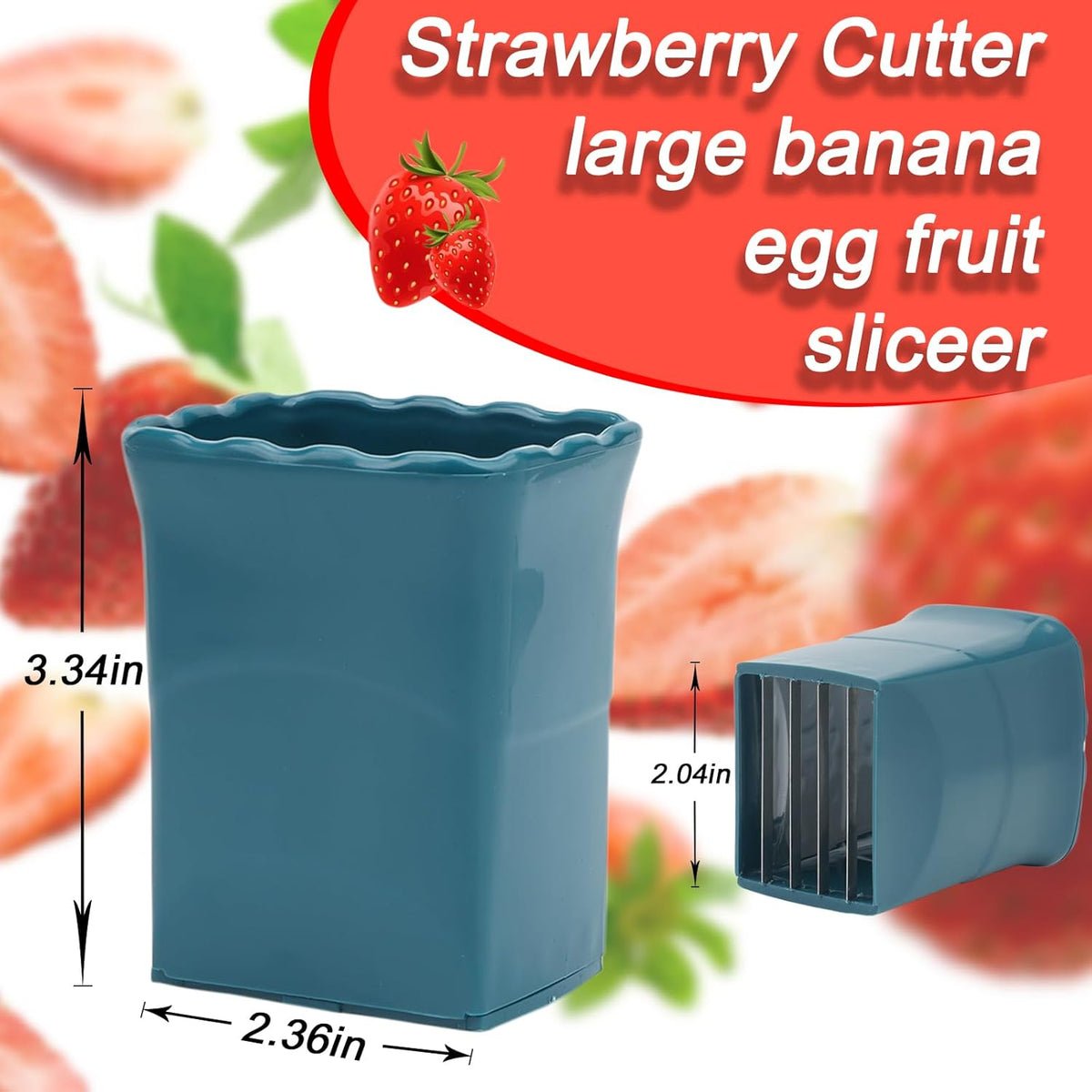 3 PCS Cup Slicer, Stainless Steel Egg Stainless, Strawberry Slicer, Mini Fruit Slicer Cup, Quickly Making Fruit Vegetable Salad, Creative Convenient Kitchen Gadget (Navy Blue + Pink + Cyan)