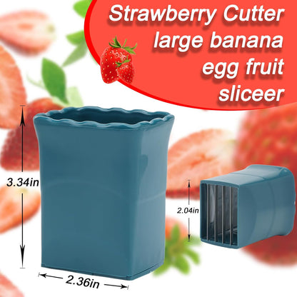 3 PCS Cup Slicer, Stainless Steel Egg Stainless, Strawberry Slicer, Mini Fruit Slicer Cup, Quickly Making Fruit Vegetable Salad, Creative Convenient Kitchen Gadget (Navy Blue + Pink + Cyan)