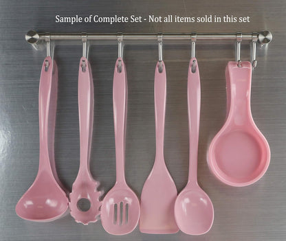 100% Melamine Kitchen Utensil Set, Non Scratching Ladle, Spoon, Slotted Spoon & Spatula, Easy To Hold, Set of 4, Pink