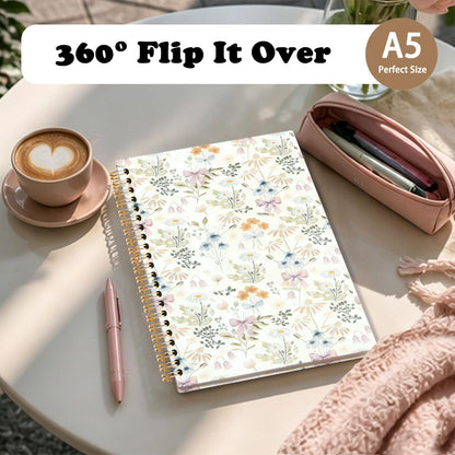 Cute Spiral Notebook Journal for Women,Journal for Teen Girls Floral Pastel Pretty Hardcover Spiral Notebook for Women School Aesthetic Pink Journal for Teen Girls 5.5x8.3
