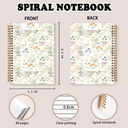 Cute Spiral Notebook Journal for Women,Journal for Teen Girls Floral Pastel Pretty Hardcover Spiral Notebook for Women School Aesthetic Pink Journal for Teen Girls 5.5x8.3