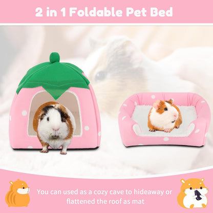 BWOGUE Guinea Pig Bed Hideout, Washable Hamster Cave for Small Animals