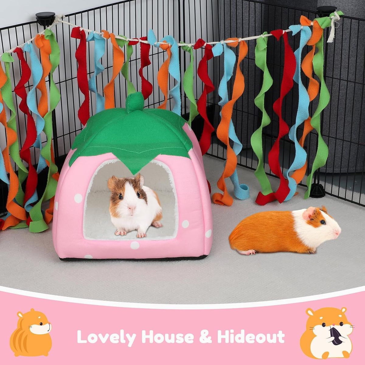 BWOGUE Guinea Pig Bed Hideout, Washable Hamster Cave for Small Animals