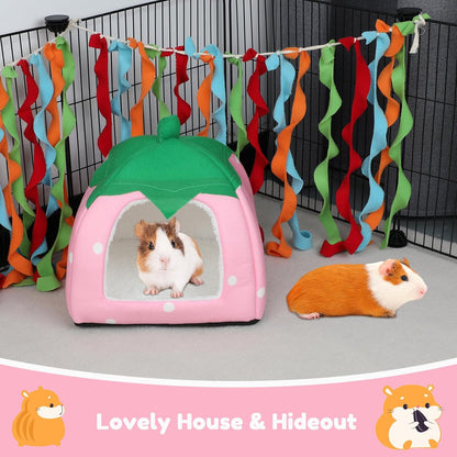 BWOGUE Guinea Pig Bed Hideout, Washable Hamster Cave for Small Animals