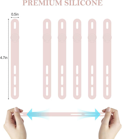 30Pcs Silicone Cable Ties, Reusable Cord Organizer Straps, Pink