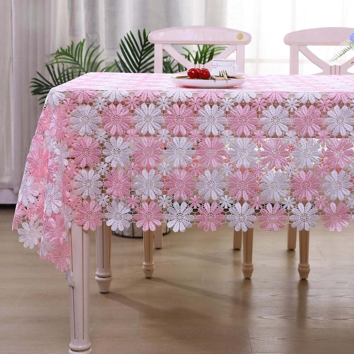 Crochet Pink Table Cloths For 6 Foot Rectangle Tables Lace Tablecloth Retro