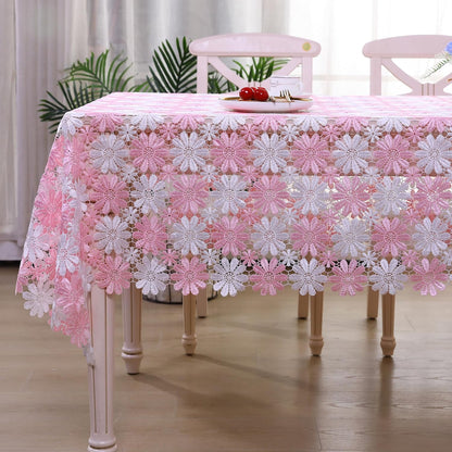 Crochet Pink Table Cloths For 6 Foot Rectangle Tables Lace Tablecloth Retro