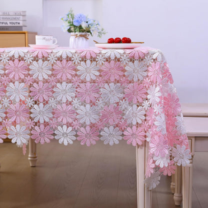 Crochet Pink Table Cloths For 6 Foot Rectangle Tables Lace Tablecloth Retro