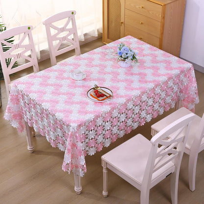 Crochet Pink Table Cloths For 6 Foot Rectangle Tables Lace Tablecloth Retro