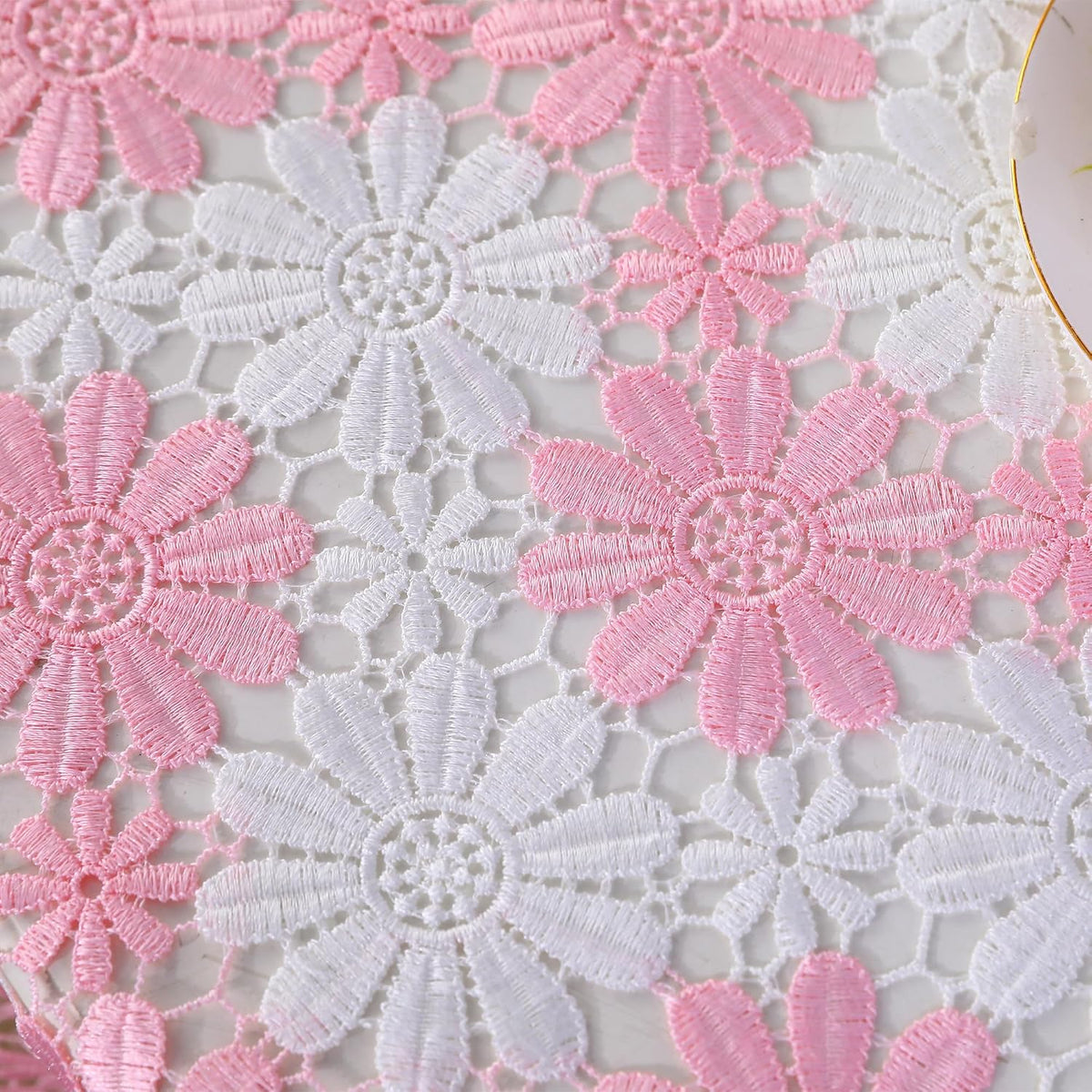 Crochet Pink Table Cloths For 6 Foot Rectangle Tables Lace Tablecloth Retro