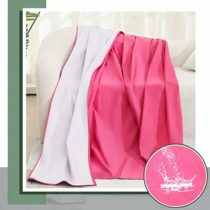 Waterproof Bed Blanket Queen Size 78'' x 82'' Pink Polyester, TPU Waterproof Film Mattress Protector Mat with Storage Bag for Bed Cover