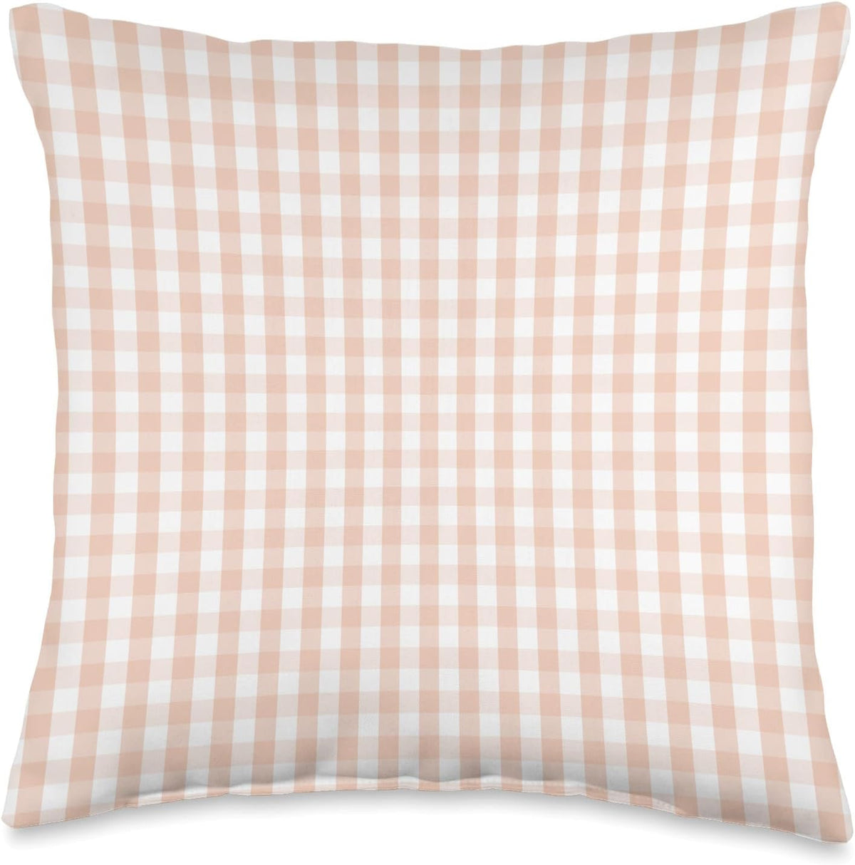 White and Peach Pastel Color Gingham Check Throw Pillow