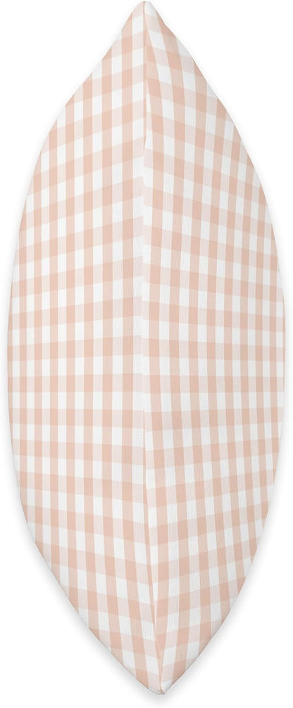 White and Peach Pastel Color Gingham Check Throw Pillow