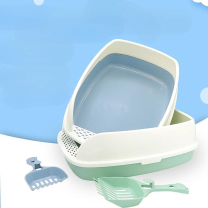Large Semi-Enclosed Cat Litter Box - Anti-Splash Deodorizing Kitten Toilet with Removable Pet Supplies Tray, 17.7" L x 13.8" W x 5.9" H (Pink)