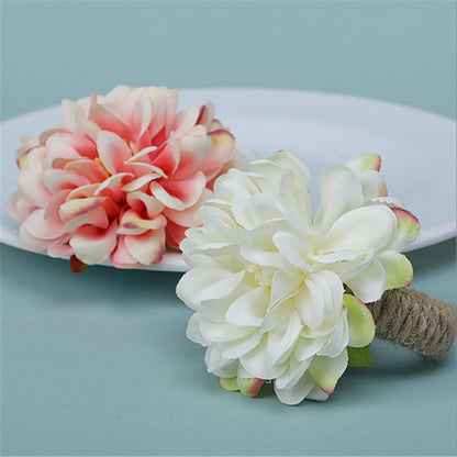 Flower Napkin Rings Set of 12 Floral Napkin Holder Handcraft Flower Napkin Rings Wedding Table Decoration for Valentine's Day Wedding Banquet Birthday Party (Pink)