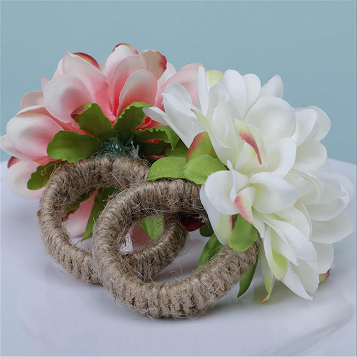 Flower Napkin Rings Set of 12 Floral Napkin Holder Handcraft Flower Napkin Rings Wedding Table Decoration for Valentine's Day Wedding Banquet Birthday Party (Pink)