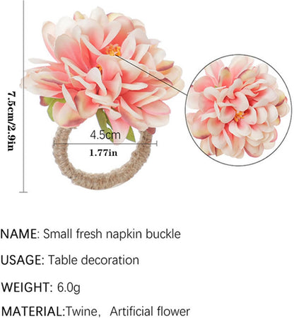 Flower Napkin Rings Set of 12 Floral Napkin Holder Handcraft Flower Napkin Rings Wedding Table Decoration for Valentine's Day Wedding Banquet Birthday Party (Pink)
