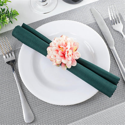 Flower Napkin Rings Set of 12 Floral Napkin Holder Handcraft Flower Napkin Rings Wedding Table Decoration for Valentine's Day Wedding Banquet Birthday Party (Pink)
