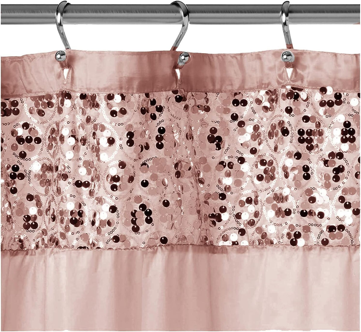 Sinatra Bathroom Shower Curtain Glamorous Bling Fabric Shower Curtain, 72"x70", Blush