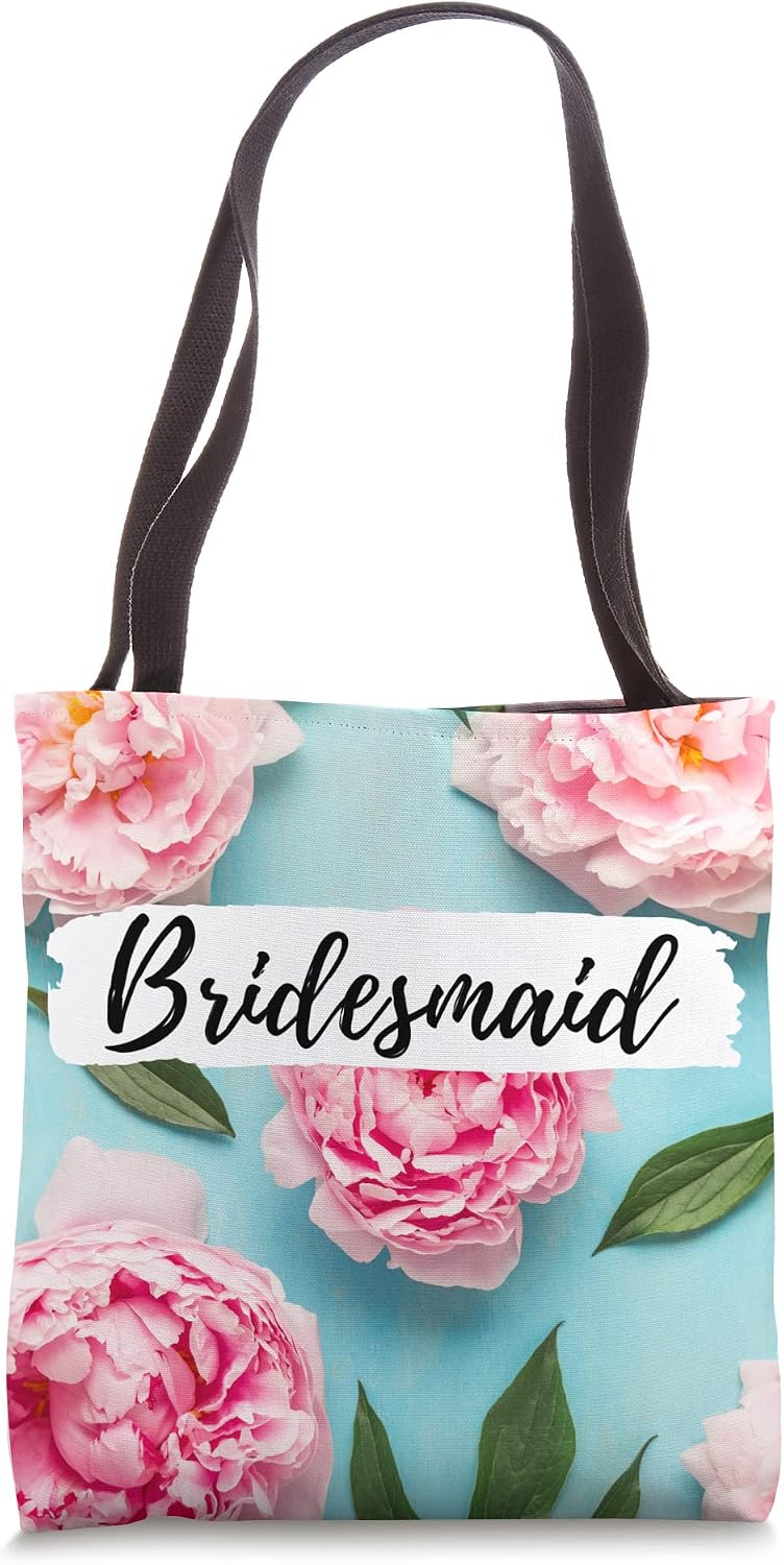Pink Peach Aqua Blue Peony Bridesmaids gift Tote Bag