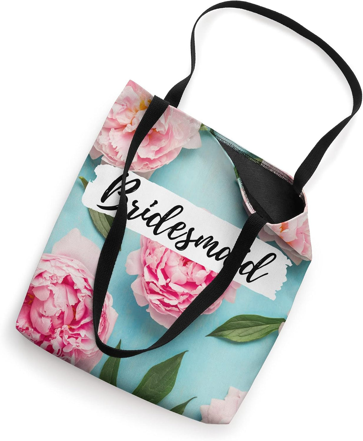 Pink Peach Aqua Blue Peony Bridesmaids gift Tote Bag