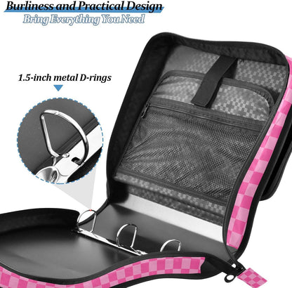 Zipper Binder Bag 3 Ring File Folder Portfolio Organizer Zippered Binder Bags with Strap Fits Laptop Women Men