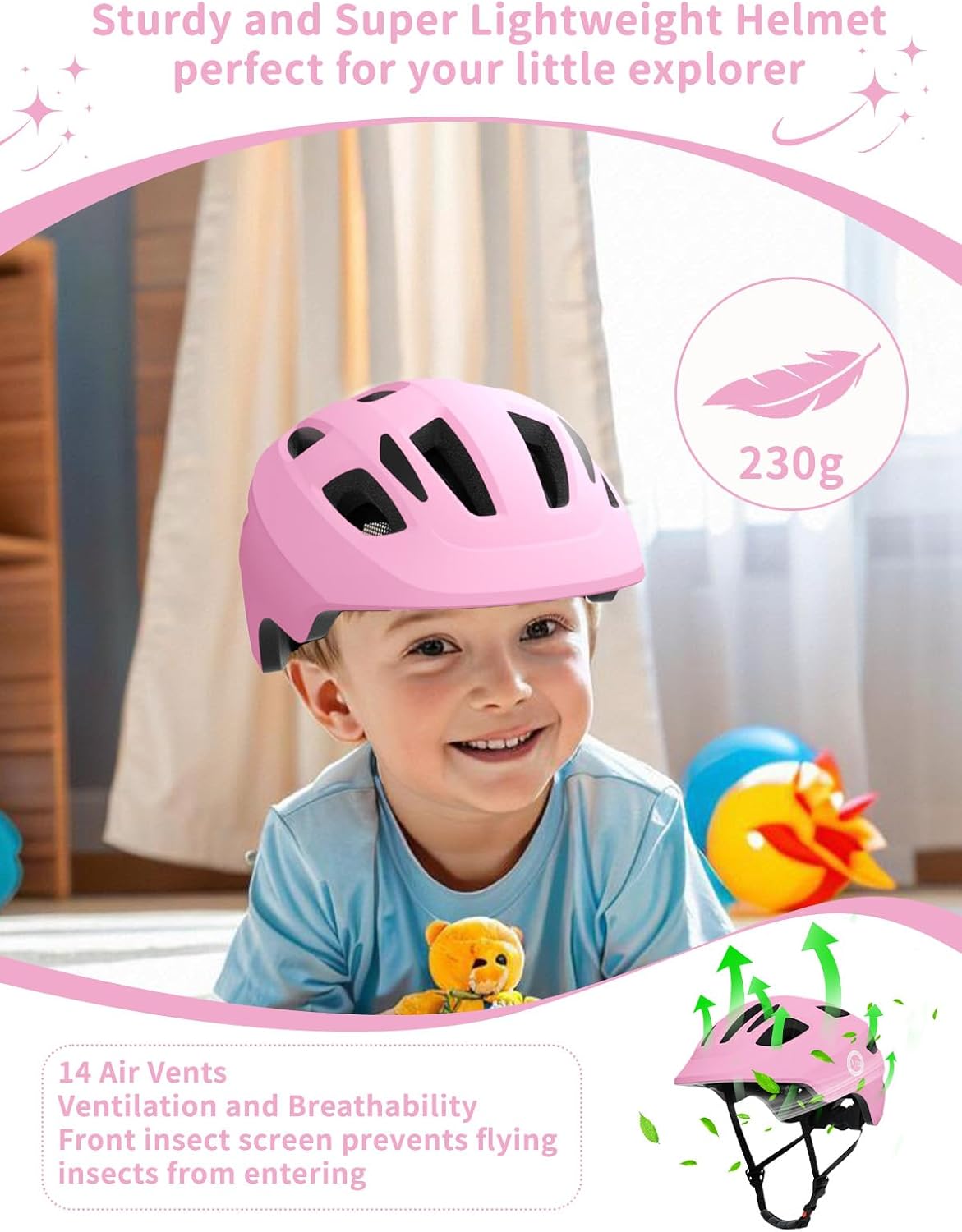 XJD Toddler Helmet Kids Bike Helmet for Infant/Baby, Adjustable for Age 1+