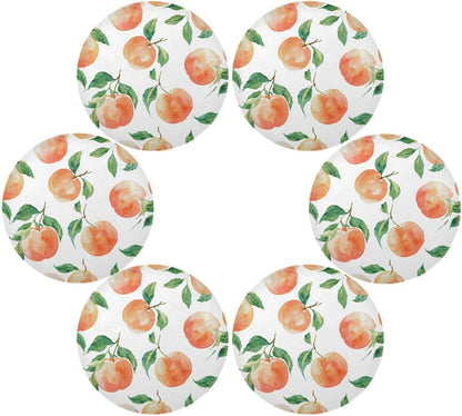 Round Placemats Set Peach Watercolor Pattern 6 Pcs Fabric Table Mats for Dining Table