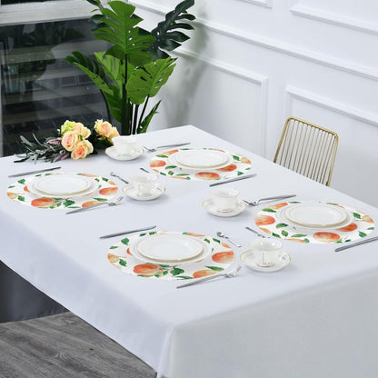 Round Placemats Set Peach Watercolor Pattern 6 Pcs Fabric Table Mats for Dining Table