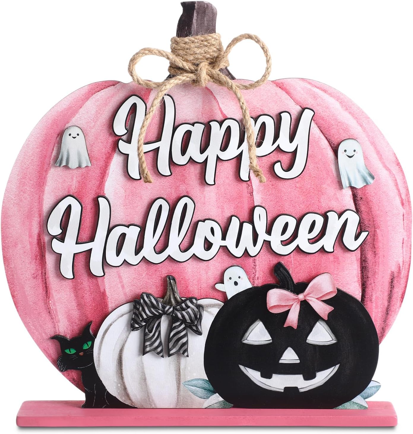 Fall Decoration Wooden Pink Pumpkins Decor Fall Hello Pumpkin Sign