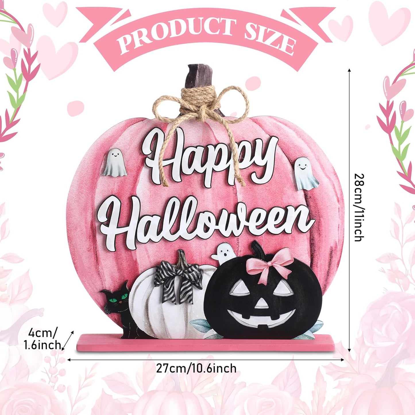 Fall Decoration Wooden Pink Pumpkins Decor Fall Hello Pumpkin Sign