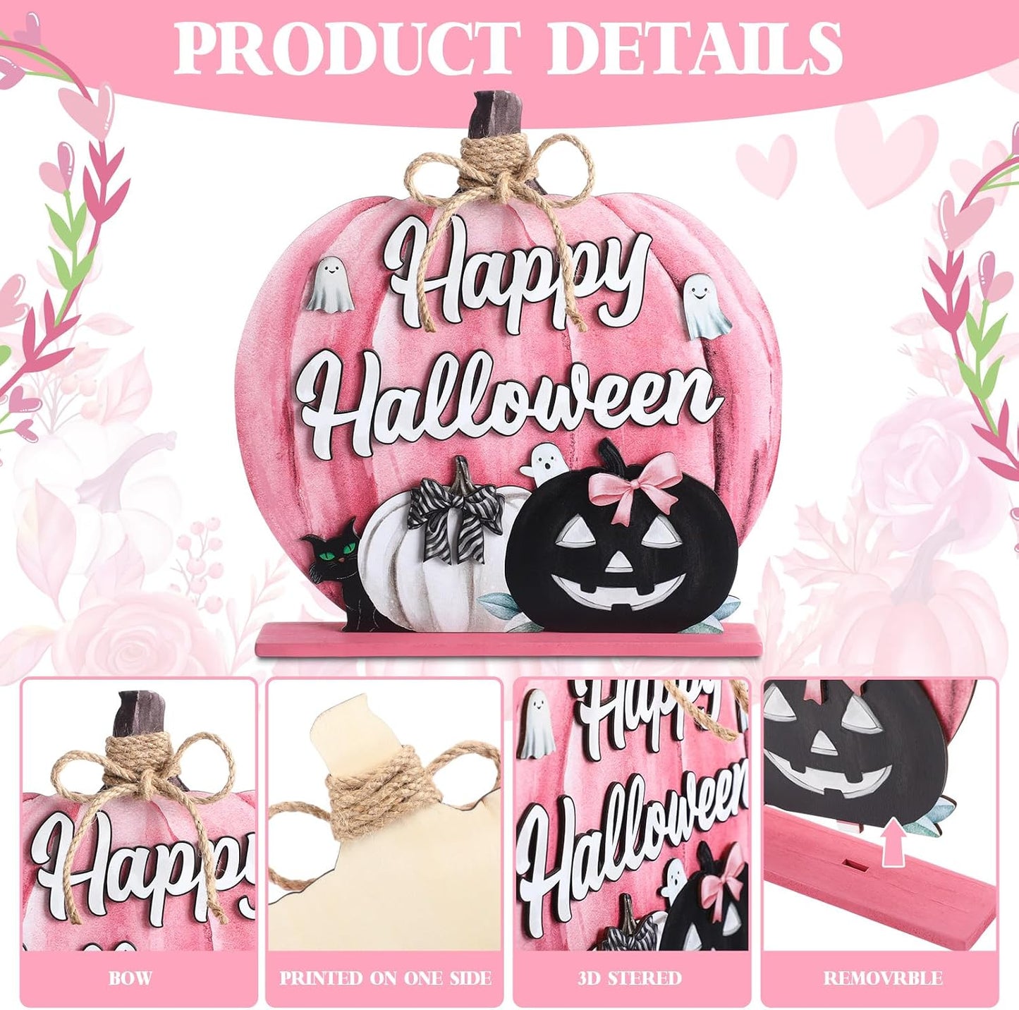 Fall Decoration Wooden Pink Pumpkins Decor Fall Hello Pumpkin Sign