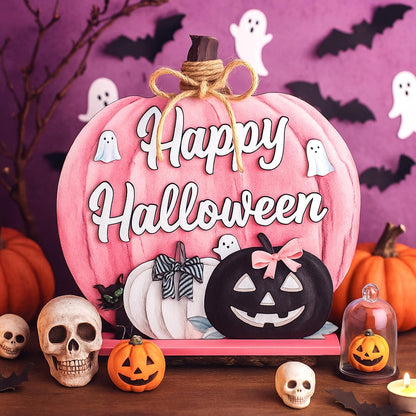 Fall Decoration Wooden Pink Pumpkins Decor Fall Hello Pumpkin Sign