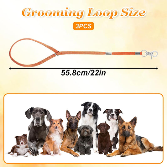3 PCS Pet Dog Grooming Straps for Table, Adjustable Nylon Restraint Dog Bathtub Tether Leash, Fixed Cat Safety Noose Loops Rope for Pet Grooming Arm Table Bathing Accessories