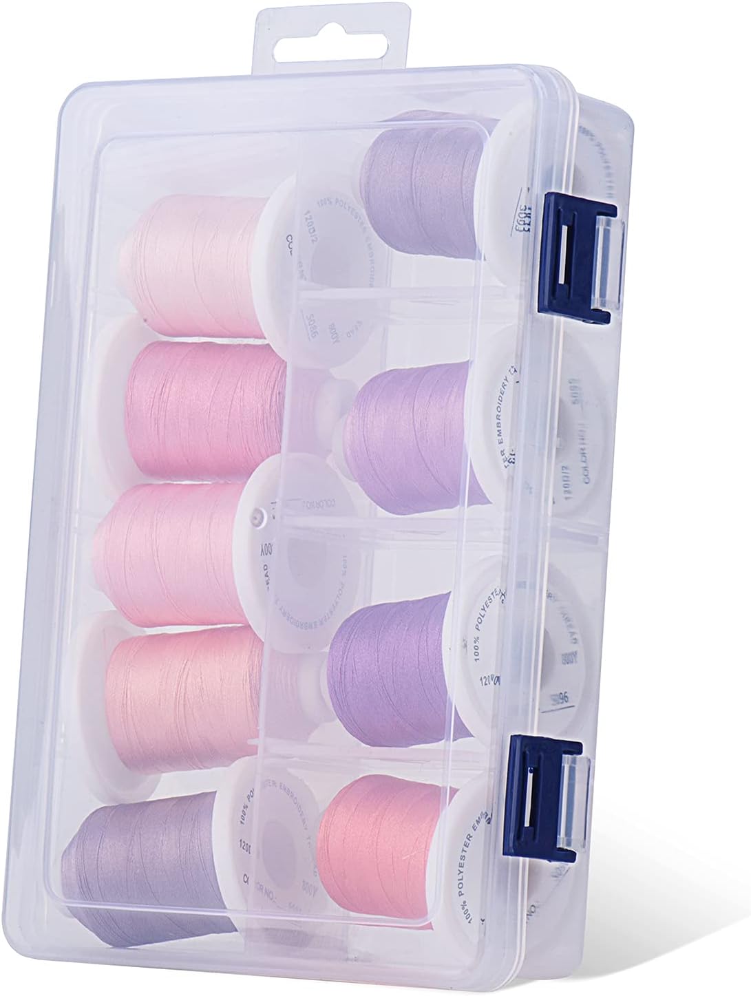 Embroidery Thread with Storage Box - 800 Yards/Spools | 9 Romantic Pink and Purple Colors for Embroidery and Sewing Machine