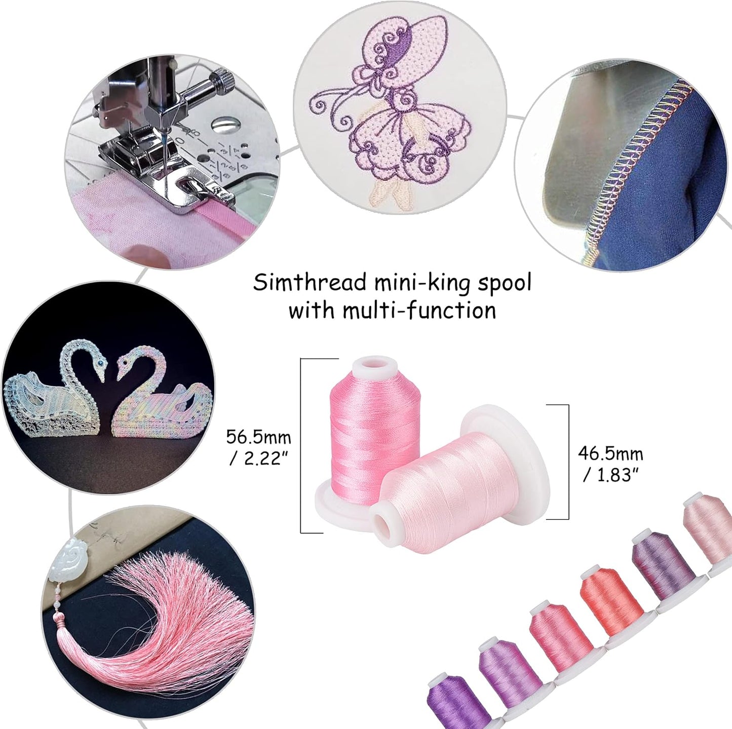 Embroidery Thread with Storage Box - 800 Yards/Spools | 9 Romantic Pink and Purple Colors for Embroidery and Sewing Machine