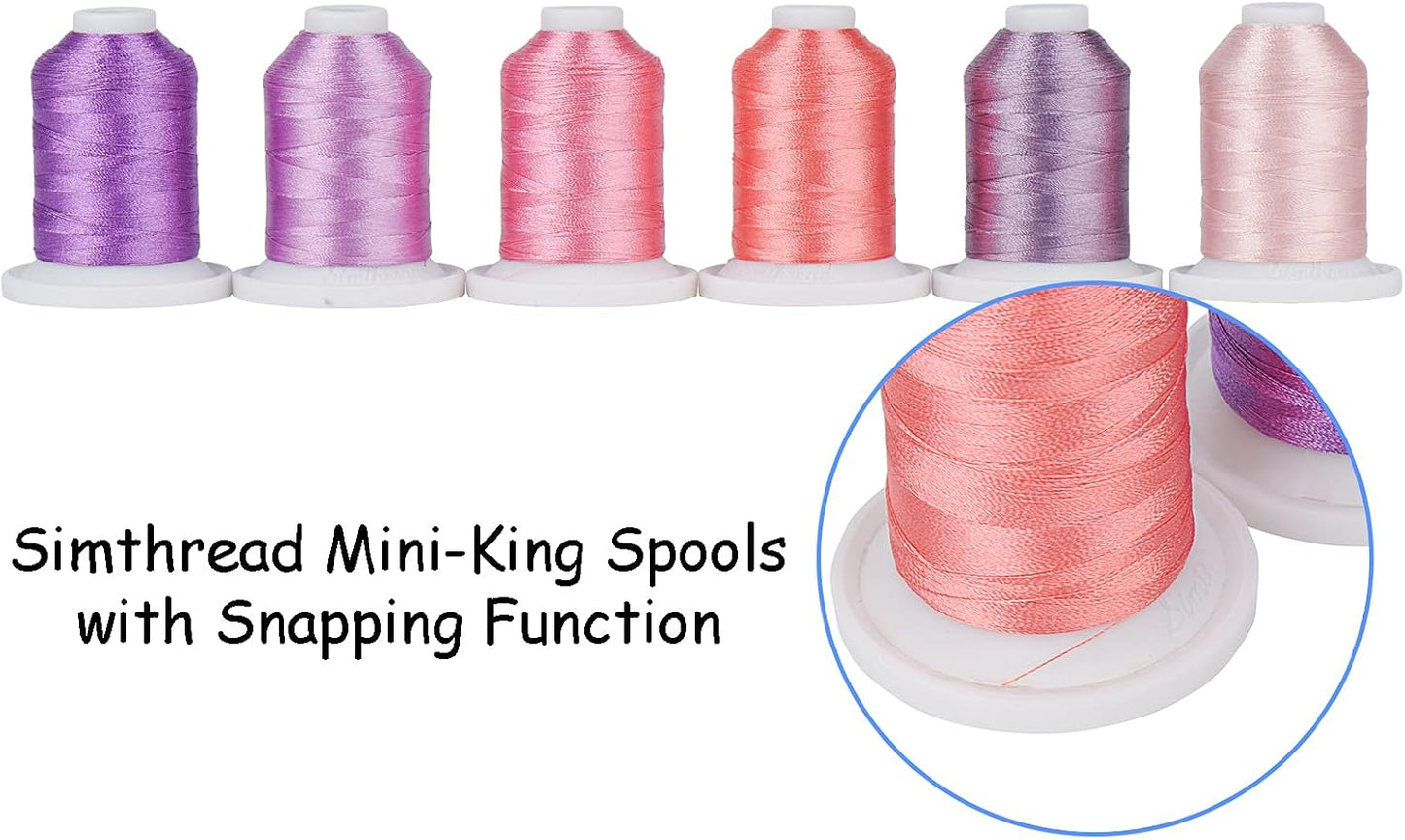 Embroidery Thread with Storage Box - 800 Yards/Spools | 9 Romantic Pink and Purple Colors for Embroidery and Sewing Machine