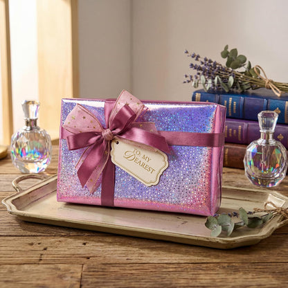 Pink Holographic Wrapping Paper Roll - Metallic Foil Stars Design Gift Wrap for Birthday Kpop Party Graduation Wedding Baby Shower(17 IN x 16.5 Ft)