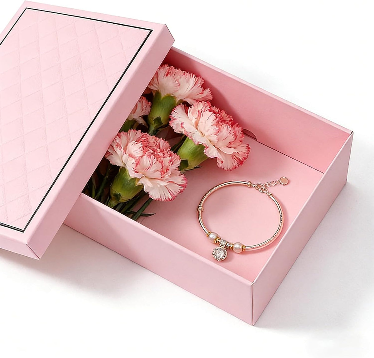 Pink Gift Box with Lids, 9.84" x 7.09" x 3.35" Large Gift Box for Presents, Complete Set with Luxury Filler, Card, Ribbon, Sticker, Ideal for Valentine's Day, Mother's Day, Birthday