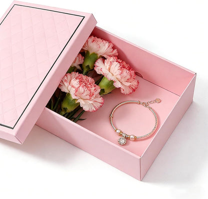 Pink Gift Box with Lids, 9.84" x 7.09" x 3.35" Large Gift Box for Presents, Complete Set with Luxury Filler, Card, Ribbon, Sticker, Ideal for Valentine's Day, Mother's Day, Birthday