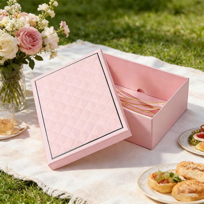 Pink Gift Box with Lids, 9.84" x 7.09" x 3.35" Large Gift Box for Presents, Complete Set with Luxury Filler, Card, Ribbon, Sticker, Ideal for Valentine's Day, Mother's Day, Birthday