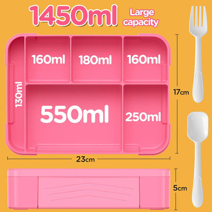 Jelife Kids Bento Box Lunch Box - Leakproof 6 Compartments Bento Lunchbox