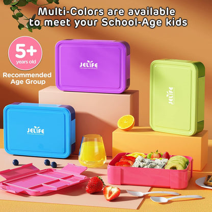 Jelife Kids Bento Box Lunch Box - Leakproof 6 Compartments Bento Lunchbox