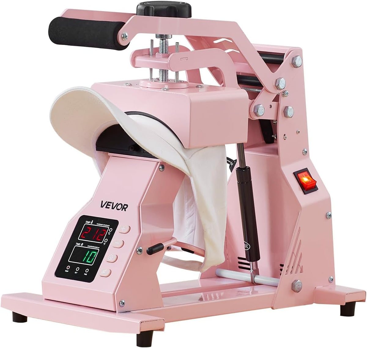 Hat Heat Press Machine, with 4pcs Interchangeable Platens, Precise Temperature and Time Control, Hat Press for HTV Iron On and Sublimation Projects, for Caps, Headbands, Cuffs, Face Masks, Pink