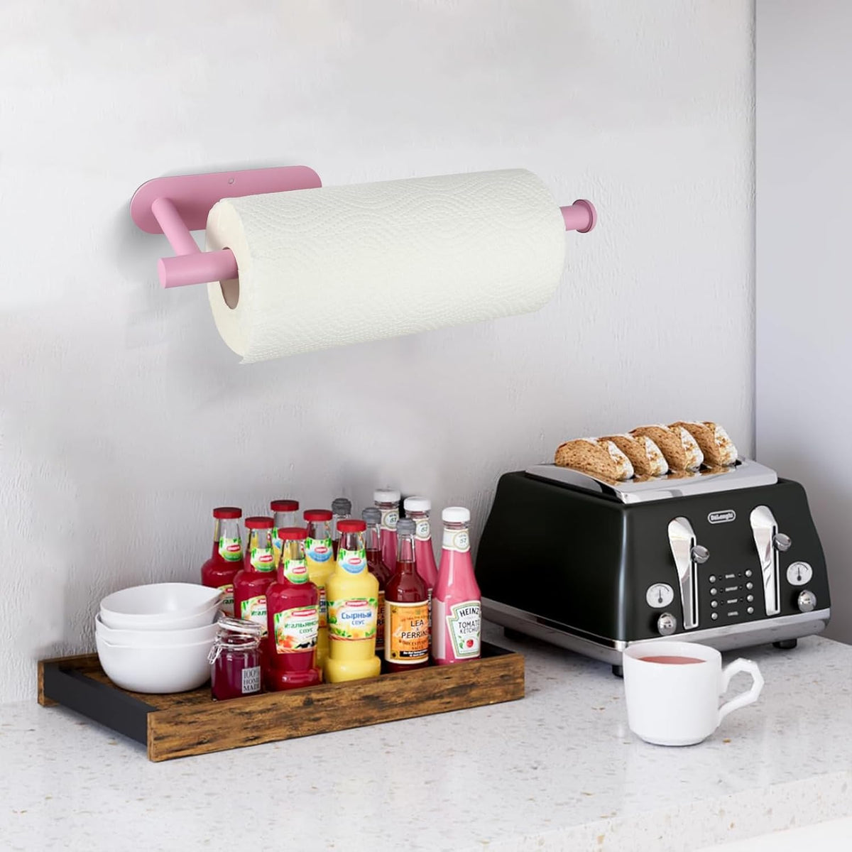Pink Paper Towel Holder Under Cabinet No Drilling