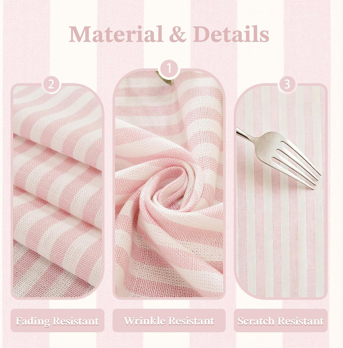 Pink Striped Rectangle Tablecloth with Tassels 55x90 Inch